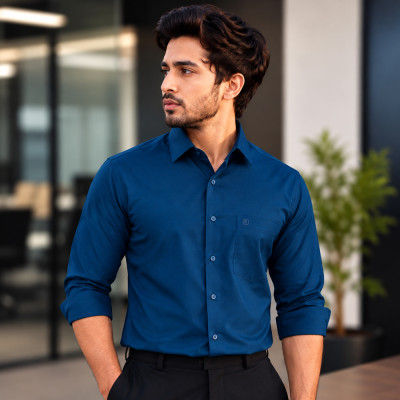 Men's Waterproof & Stain-Free Shirt – Peacock Blue